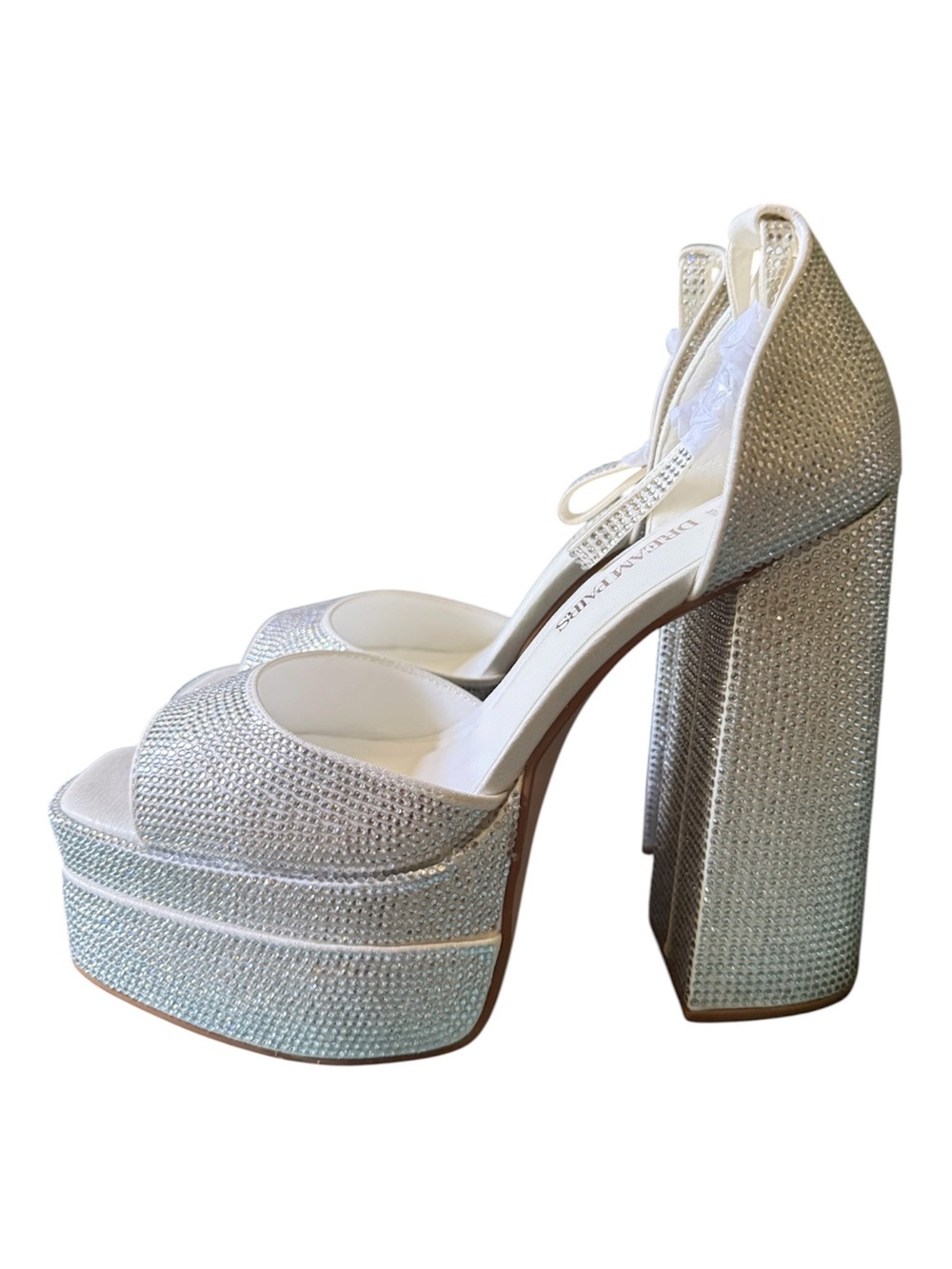 Dream Pairs Silver Sparkle Block Heel Sandals